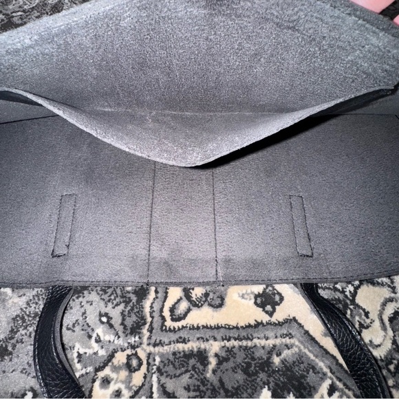 Vince Camuto Pebbled Vegan Leather Grey and Black Luxury Tote - Picture 9 of 13